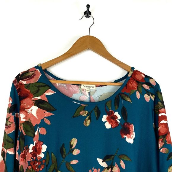 NWT Sweet Pea Floral Long Sleeve Dress 2X - Picture 3 of 7